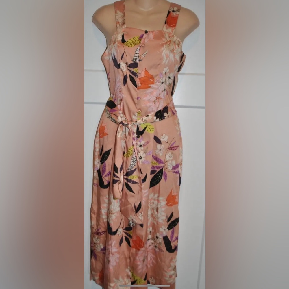 KRISA REVOLVE Floral button Font Leg Slits Midi Dress XS NEW